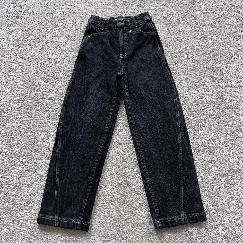 Madewell The Perfect Vintage‎ Wide-Leg Jeans Womens 24 Black High Rise Denim